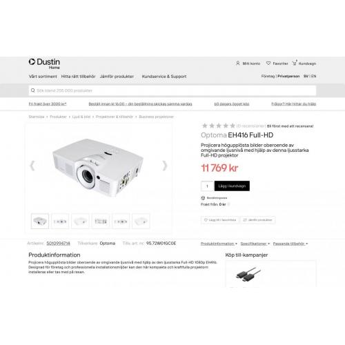 Optoma HD projektor   Bioduk för proffs